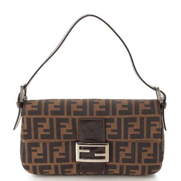 Fendi Handbags - Fendi Zucca Baguette Mamma Handbag Brown